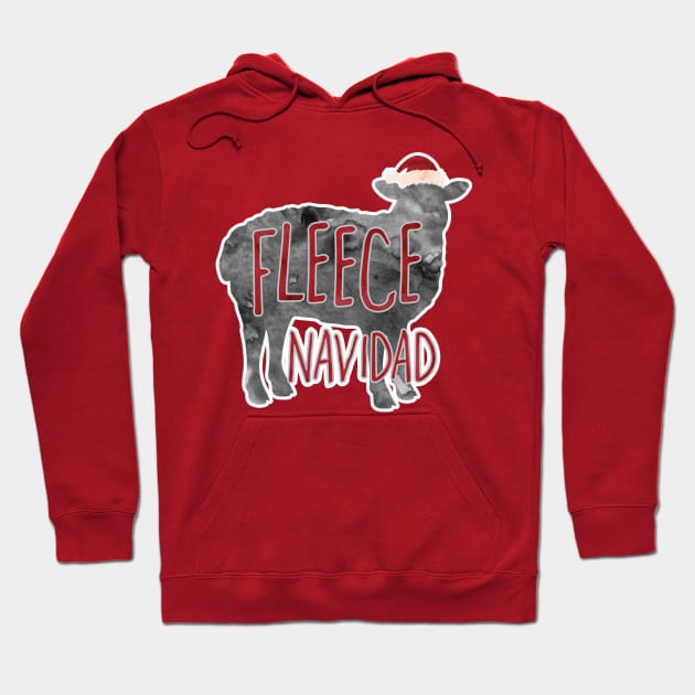 Fleece Navidad - a silly Christmas design of a sheep with a punny pun Hoodie by Shana Russell